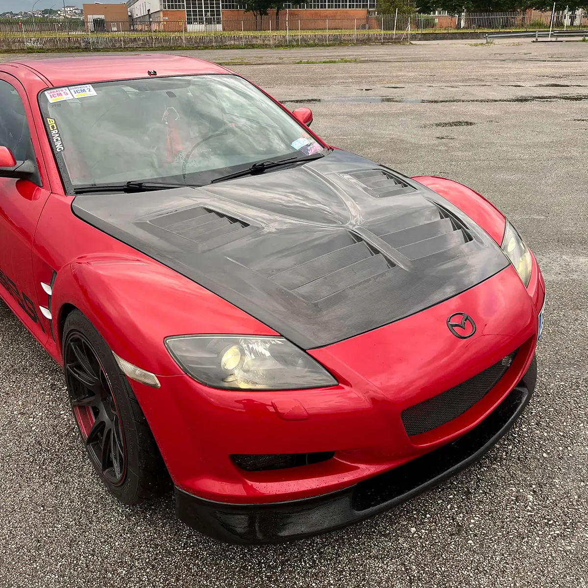 Capota de fibra de carbono estilo JSK-2 para Mazda RX8