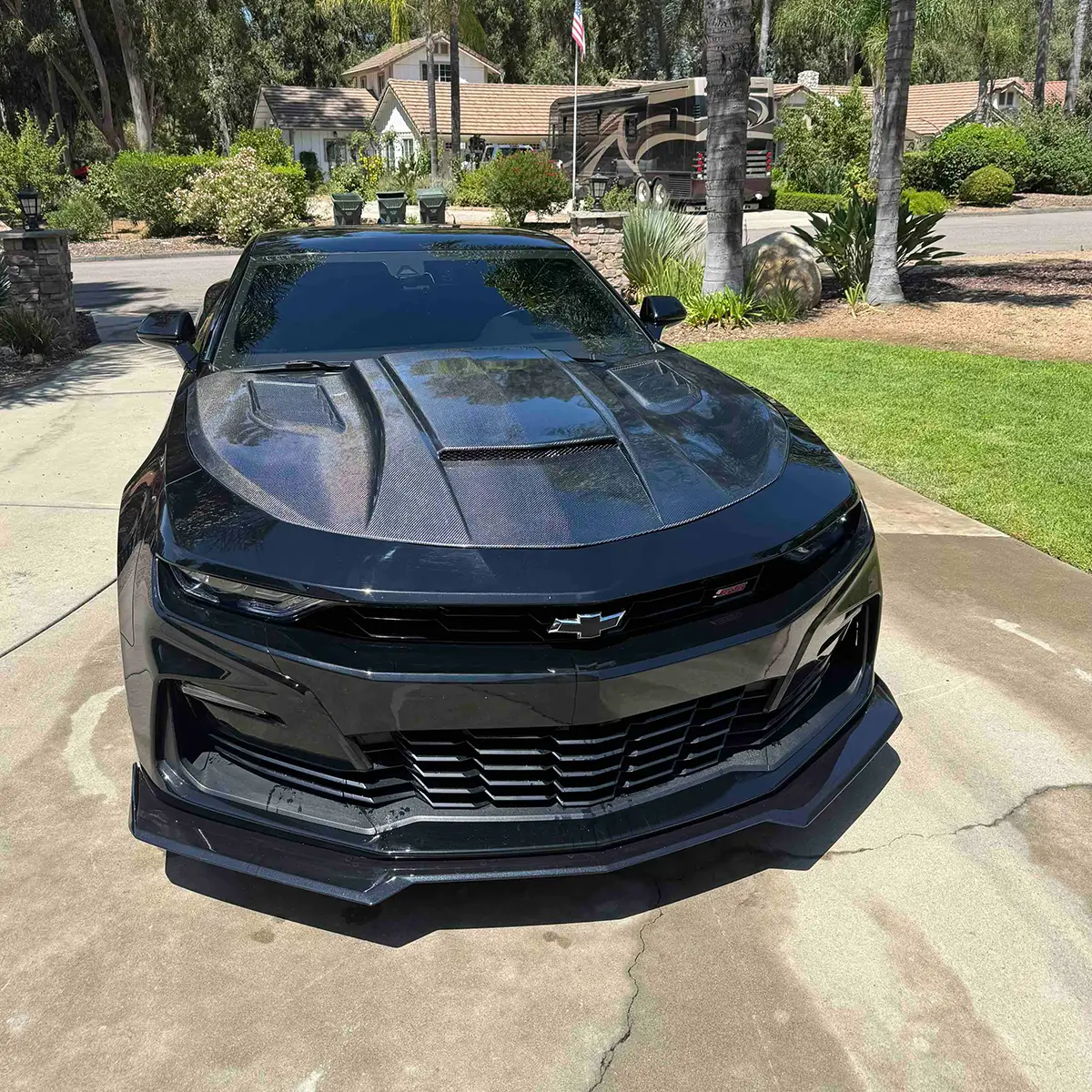 Capô de fibra de carbono com ventilação transparente SS para Chevrolet Camaro