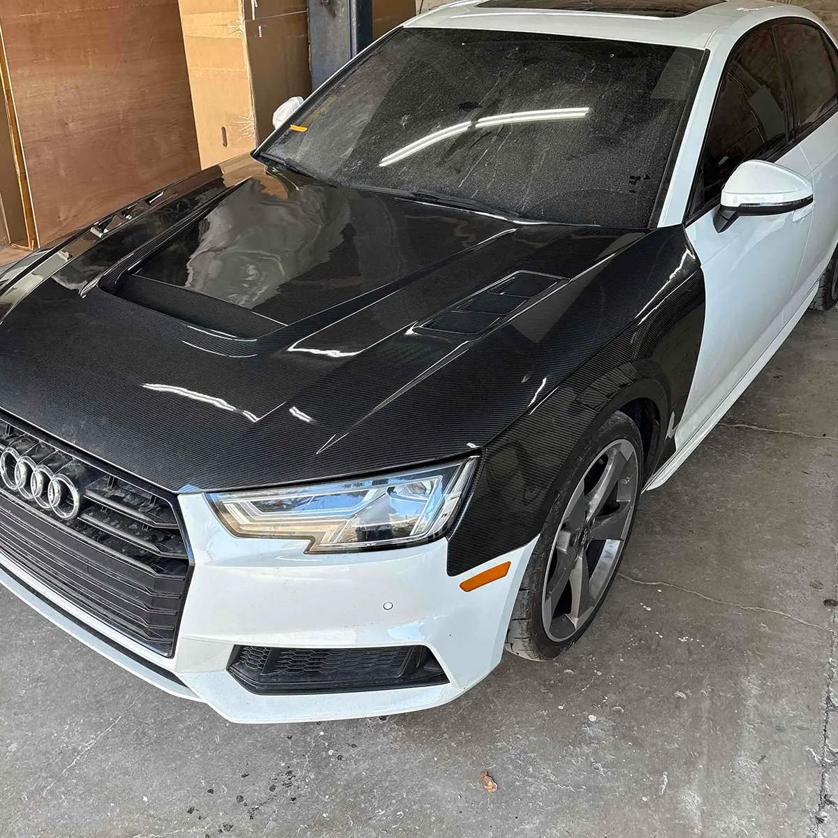 Capô do motor em fibra de carbono para Audi A4 B9 Sport S4 2017-2019