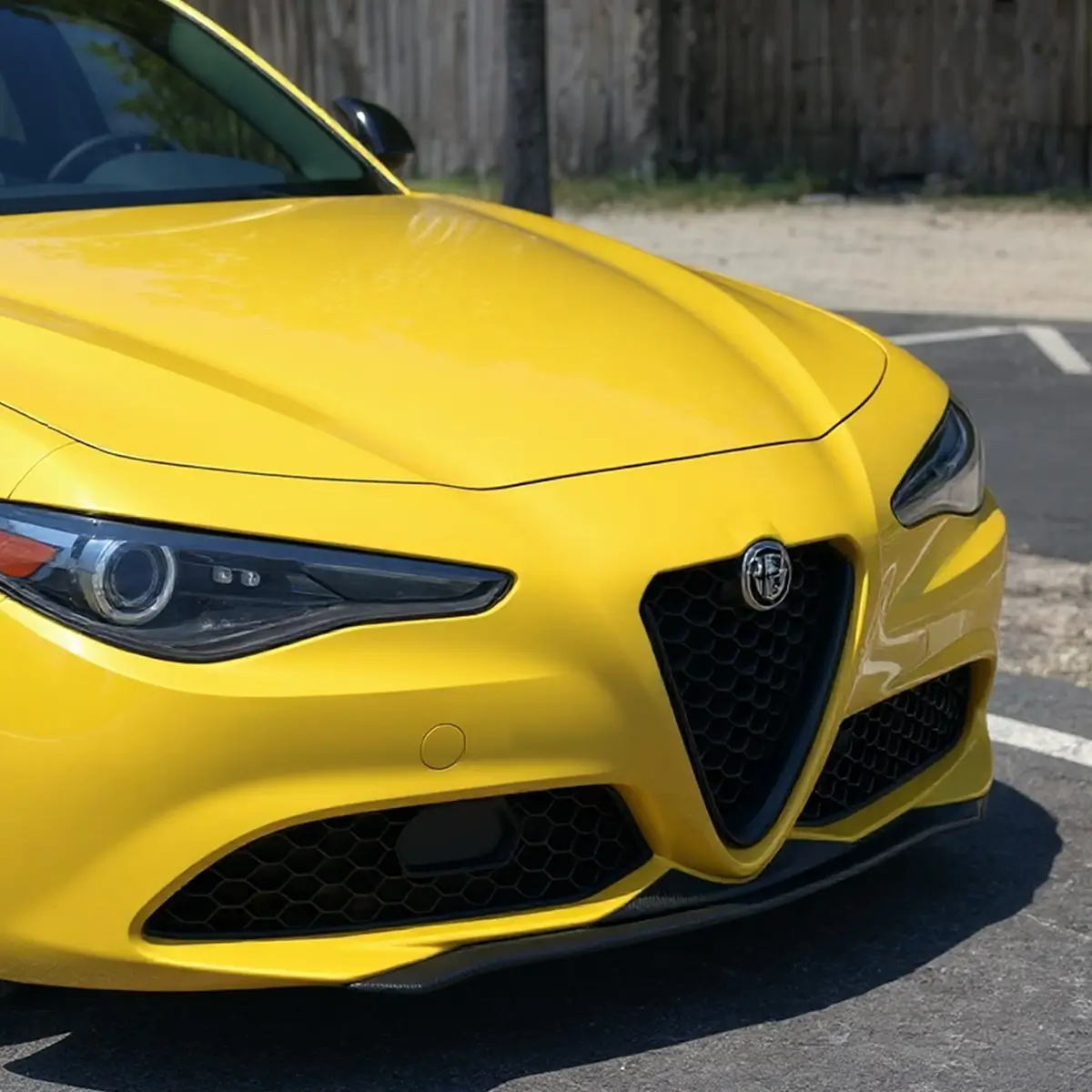 alfa romeo yellow giulia base sedan 2015-2020 carbon fiber front lip