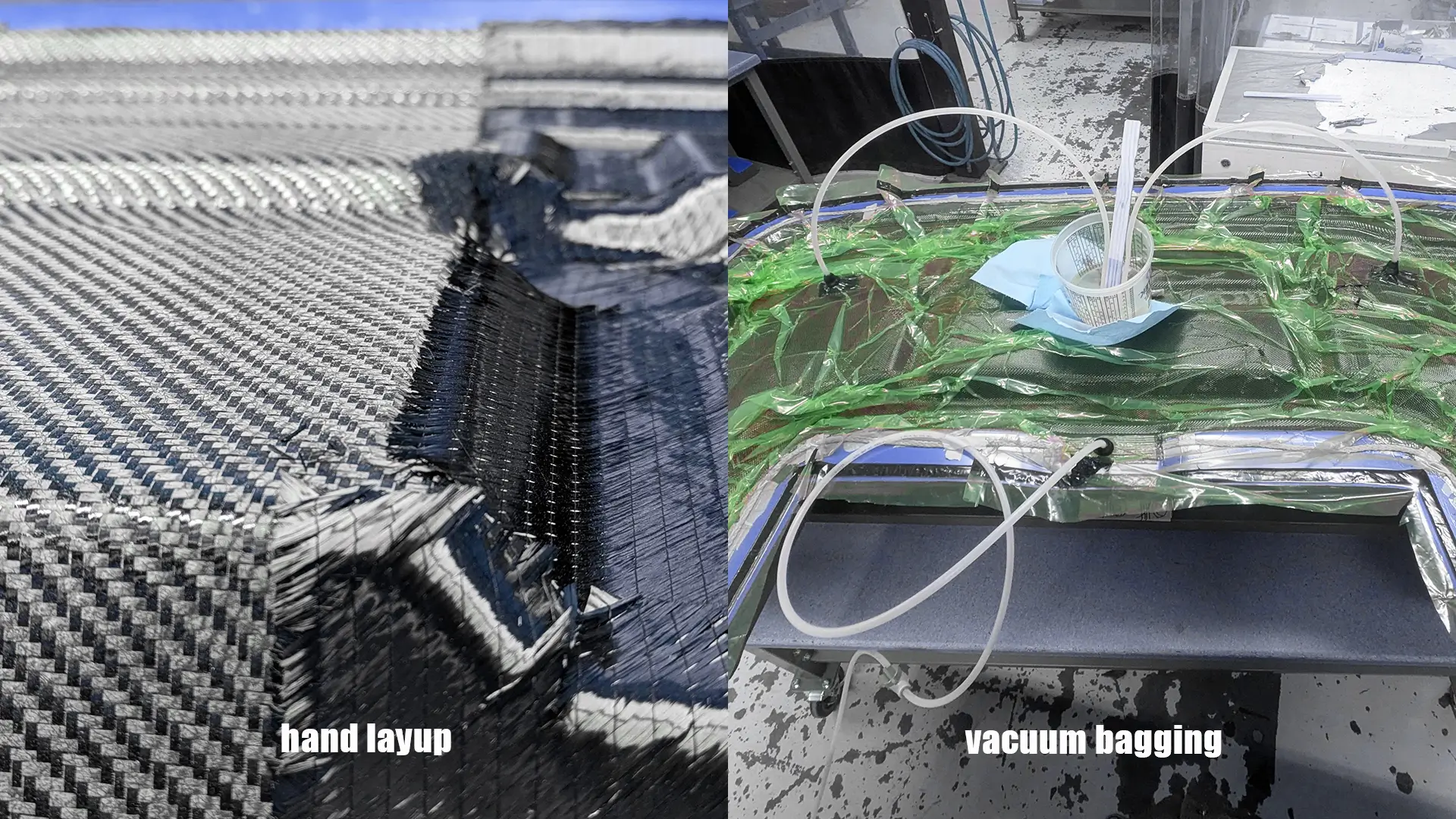 carbon fiber manufacturing process hand layup and vacuum bagging