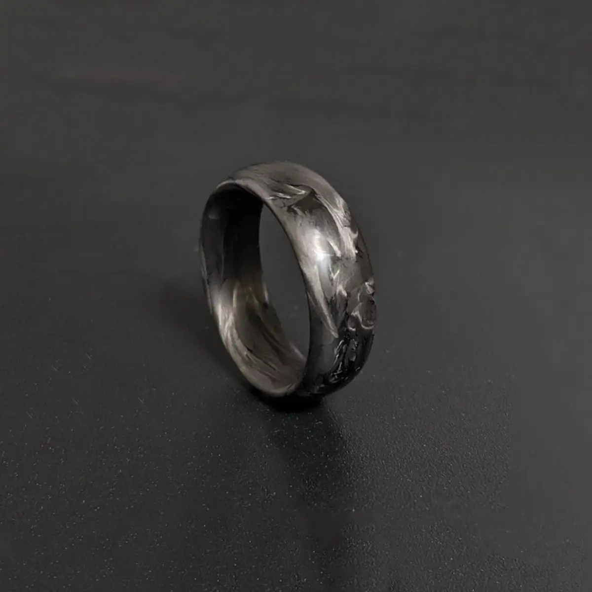 custom meteorite wedding band ring carbon fiber meteorite