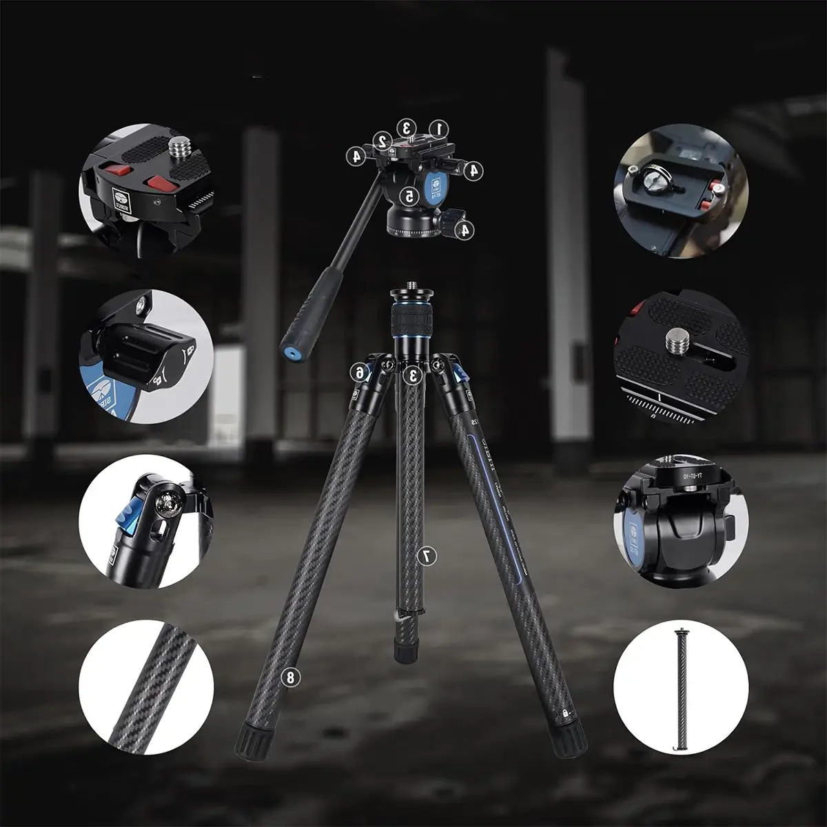 custom best carbon fiber travel tripod